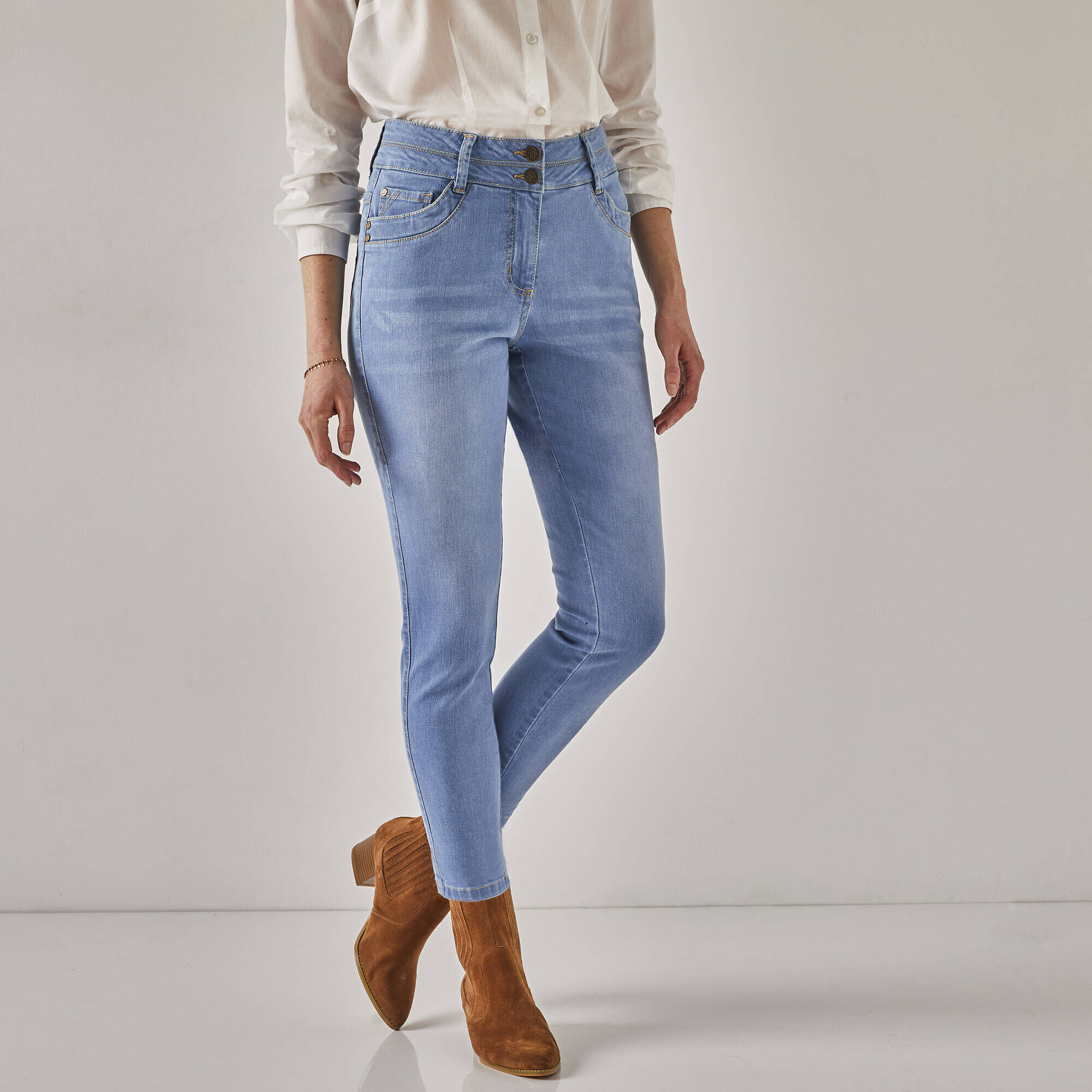 Jean Femme Pas Cher Bootcut large elastique ou slim Blancheporte
